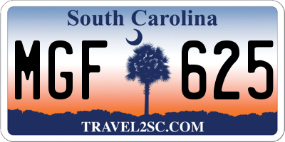 SC license plate MGF625