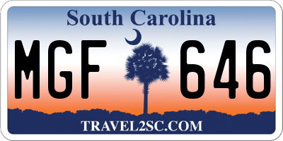 SC license plate MGF646