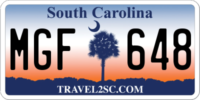 SC license plate MGF648