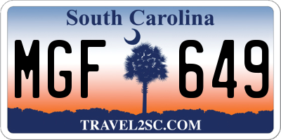 SC license plate MGF649