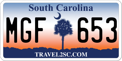 SC license plate MGF653