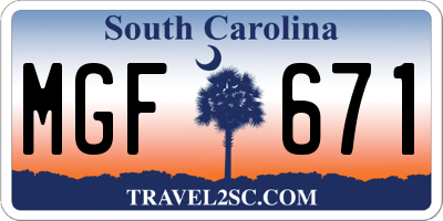 SC license plate MGF671