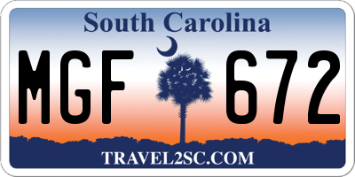 SC license plate MGF672
