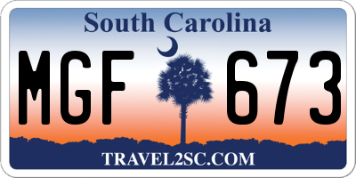 SC license plate MGF673