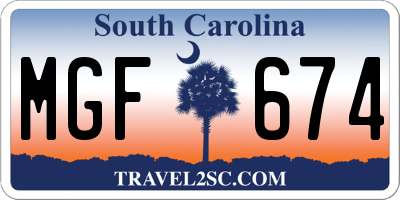 SC license plate MGF674