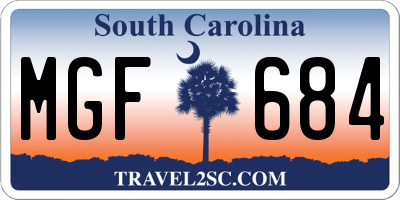 SC license plate MGF684