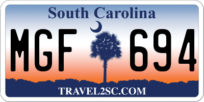 SC license plate MGF694