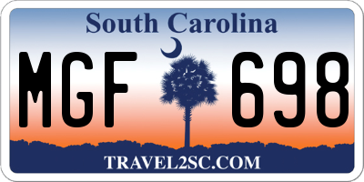 SC license plate MGF698