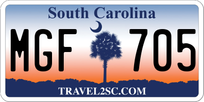 SC license plate MGF705