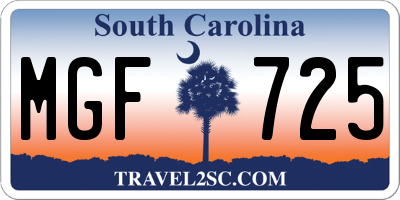 SC license plate MGF725
