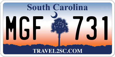 SC license plate MGF731