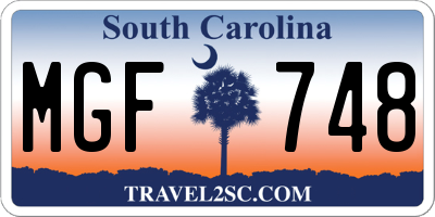 SC license plate MGF748