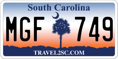 SC license plate MGF749