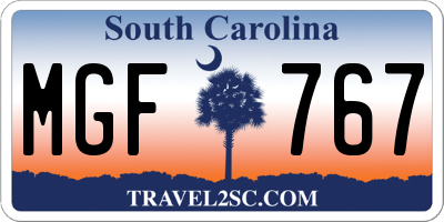 SC license plate MGF767