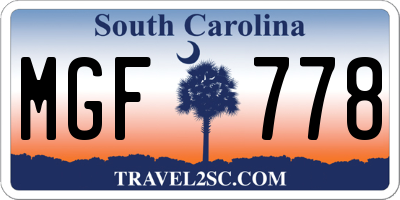 SC license plate MGF778