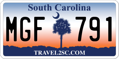 SC license plate MGF791