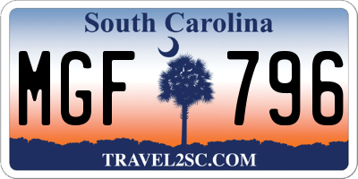 SC license plate MGF796