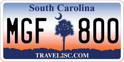 SC license plate MGF800