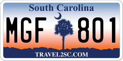 SC license plate MGF801