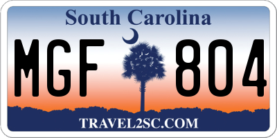 SC license plate MGF804