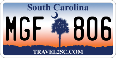 SC license plate MGF806