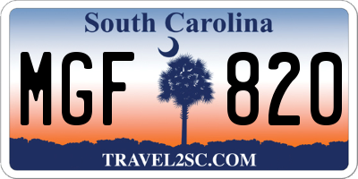 SC license plate MGF820