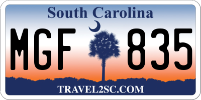 SC license plate MGF835