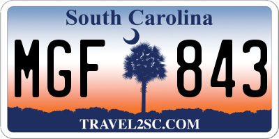 SC license plate MGF843