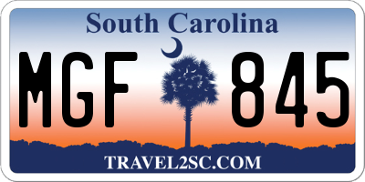SC license plate MGF845