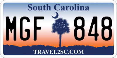 SC license plate MGF848