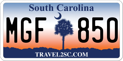 SC license plate MGF850