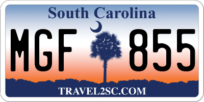 SC license plate MGF855