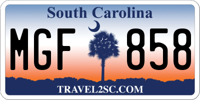 SC license plate MGF858