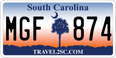SC license plate MGF874