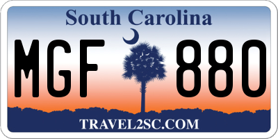 SC license plate MGF880