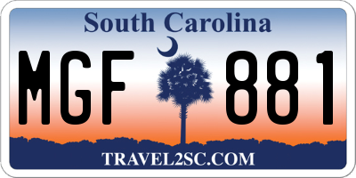 SC license plate MGF881