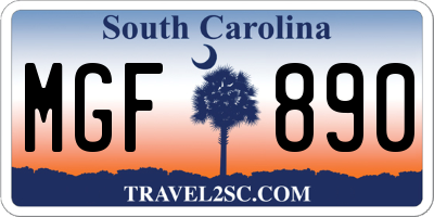 SC license plate MGF890