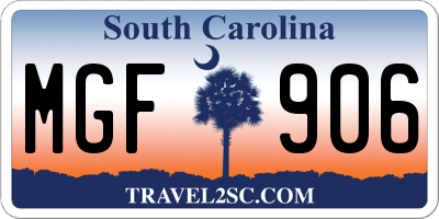 SC license plate MGF906