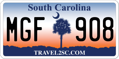 SC license plate MGF908