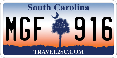 SC license plate MGF916