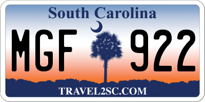 SC license plate MGF922