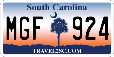 SC license plate MGF924