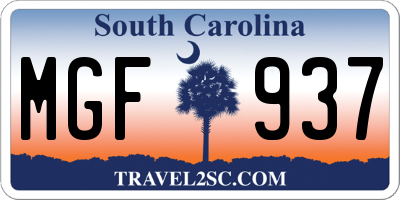 SC license plate MGF937