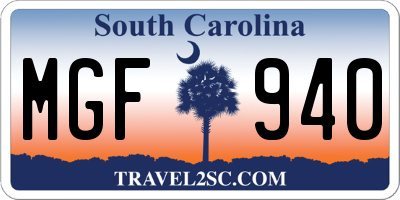 SC license plate MGF940