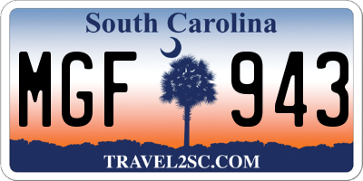 SC license plate MGF943