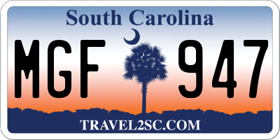 SC license plate MGF947