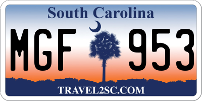 SC license plate MGF953