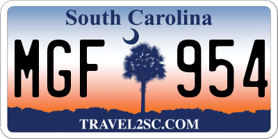 SC license plate MGF954