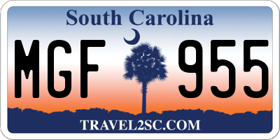 SC license plate MGF955