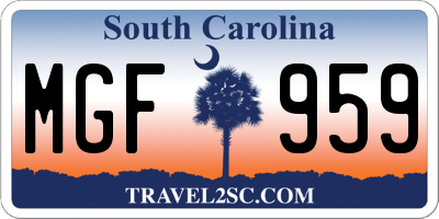SC license plate MGF959